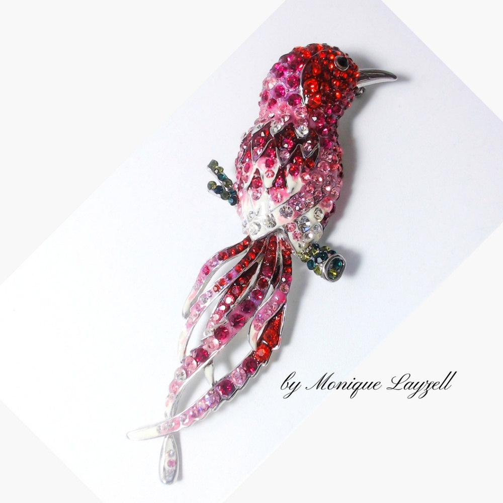 Pink Crystal Enamel Bird
